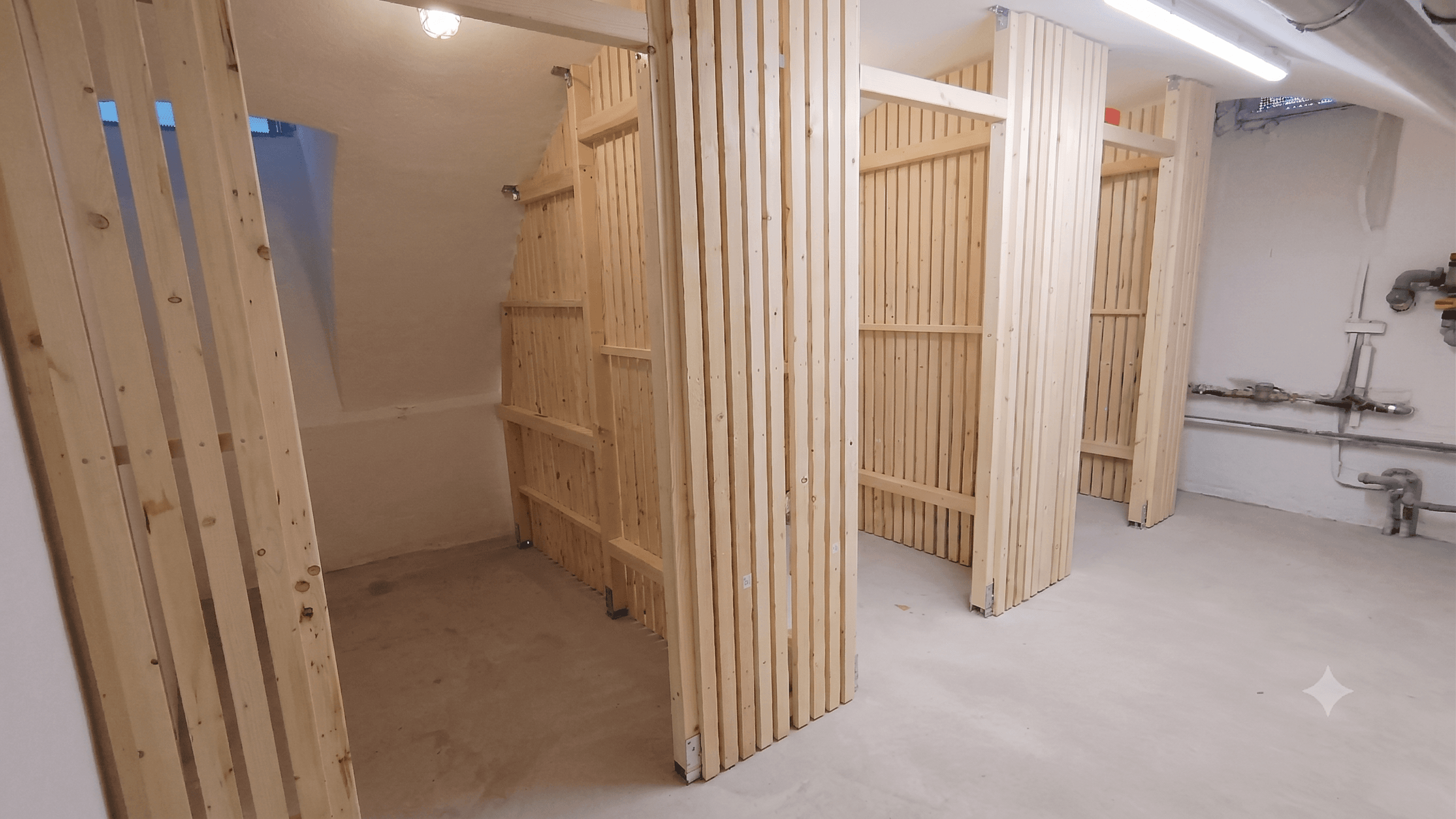 Passgenaue Holzkonstruktion im Keller